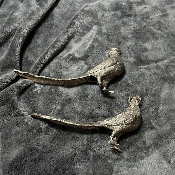 Vtg Metal Pheasants Pair 13.5" Male 14.5" Female Bird Figurines - Picture 3 of 7